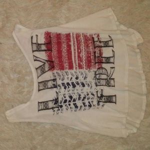 American flag "live free" cropped T